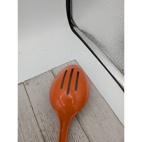 Ekco Slotted Serving Spoon Orange Nylon Plastic 11" Vintage - Picture 5 of 8